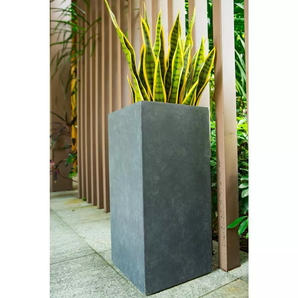 KANTE 20 in. H Square Charcoal Lightweight Concrete/Fiberglass Indoor Outdoor Elegant Tall Planter 8 KANTE 20 in. H Square Charcoal Lightweight Concrete/Fiberglass Indoor Outdoor Elegant Tall Planter - Image 6