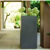 KANTE 20 in. H Square Charcoal Lightweight Concrete/Fiberglass Indoor Outdoor Elegant Tall Planter -Vigoro sales Store charcoal kante plant pots osf0002a c60121 64 1000