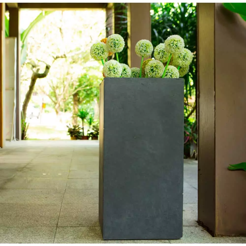 KANTE 20 in. H Square Charcoal Lightweight Concrete/Fiberglass Indoor Outdoor Elegant Tall Planter 3 KANTE 20 in. H Square Charcoal Lightweight Concrete/Fiberglass Indoor Outdoor Elegant Tall Planter