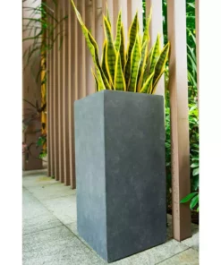 KANTE 28 in. H Square Charcoal Concrete/Fiberglass Indoor Outdoor Modern Tall Planter 19 KANTE 28 in. H Square Charcoal Concrete/Fiberglass Indoor Outdoor Modern Tall Planter -Vigoro sales Store charcoal kante plant pots osf0002c c60121 4f 1000