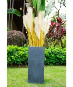KANTE 28 in. H Square Charcoal Concrete/Fiberglass Indoor Outdoor Modern Tall Planter 17 KANTE 28 in. H Square Charcoal Concrete/Fiberglass Indoor Outdoor Modern Tall Planter -Vigoro sales Store charcoal kante plant pots osf0002c c60121 66 1000
