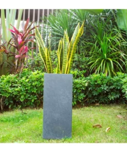 KANTE 28 in. H Square Charcoal Concrete/Fiberglass Indoor Outdoor Modern Tall Planter 23 KANTE 28 in. H Square Charcoal Concrete/Fiberglass Indoor Outdoor Modern Tall Planter -Vigoro sales Store charcoal kante plant pots osf0002c c60121 76 1000