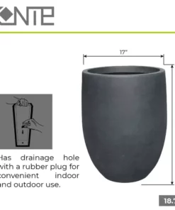KANTE 21.7 in. Tall Charcoal Lightweight Concrete Round Outdoor Planter -Vigoro sales Store charcoal kante plant pots rc0066a c60121 4f 1000