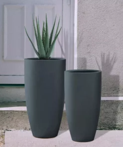 KANTE 31.4" and 23.6"H Charcoal Finish Concrete Tall Planters (Set of 2), Large Outdoor Indoor w/Drainage Hole & Rubber Plug 14 KANTE 31.4" and 23.6"H Charcoal Finish Concrete Tall Planters (Set of 2), Large Outdoor Indoor w/Drainage Hole & Rubber Plug -Vigoro sales Store charcoal kante plant pots rc0099ab c60121 fa 1000