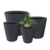 KANTE 20.9", 17.7", 15" & 12.6"H Cylindrical Charcoal Finish Lightweight Concrete Modern Planters Set of 4, Outdoor Indoor