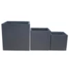 KANTE 16 in. Tall Charcoal Lightweight Concrete Square Modern Outdoor Planter (Set of 3)