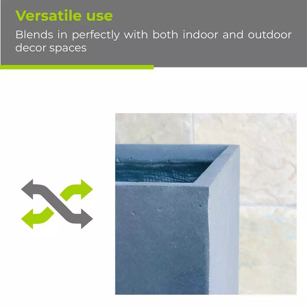 KANTE 26.8 in. Tall Charcoal Lightweight Concrete Modern Long and High Rectangle Planter 8 KANTE 26.8 in. Tall Charcoal Lightweight Concrete Modern Long and High Rectangle Planter - Image 6