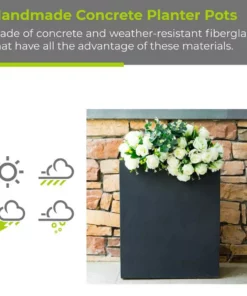 KANTE 26.8 in. Tall Charcoal Lightweight Concrete Modern Long and High Rectangle Planter 13 KANTE 26.8 in. Tall Charcoal Lightweight Concrete Modern Long and High Rectangle Planter -Vigoro sales Store charcoal kante plant pots rf0111a c60121 4f 1000