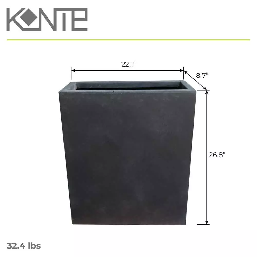 KANTE 26.8 in. Tall Charcoal Lightweight Concrete Modern Long and High Rectangle Planter 5 KANTE 26.8 in. Tall Charcoal Lightweight Concrete Modern Long and High Rectangle Planter - Image 3