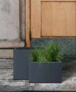 KANTE 23.6" and 19.4"L Rectangular Charcoal Finish Lightweight Concrete Long Planter w/ Drainage Hole Set of 2 Outdoor/Indoor -Vigoro sales Store charcoal kante plant pots rf0146sa c60121 44 1000