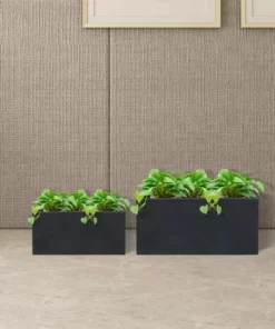 KANTE 31.4 in. & 23.6 in. L Rectangular Charcoal Lightweight Long Low Planters w/Drainage Hole (Set of 2), Outdoor/Indoor 13 KANTE 31.4 in. & 23.6 in. L Rectangular Charcoal Lightweight Long Low Planters w/Drainage Hole (Set of 2), Outdoor/Indoor -Vigoro sales Store charcoal kante plant pots rf0147ab c60121 44 1000