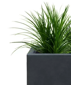 KANTE 11.81 x 11.81 in. Square Charcoal Lightweight Concrete and Weather Resistant Fiberglass Planter w/Drainage Hole -Vigoro sales Store charcoal kante plant pots rf0221b c60121 1f 1000