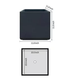 KANTE 11.81 x 11.81 in. Square Charcoal Lightweight Concrete and Weather Resistant Fiberglass Planter w/Drainage Hole -Vigoro sales Store charcoal kante plant pots rf0221b c60121 4f 1000