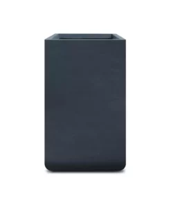 KANTE 27.6 in. H Square Charcoal Concrete and Fiberglass Tall Planter Outdoor Indoor Lightweight Plant Pots