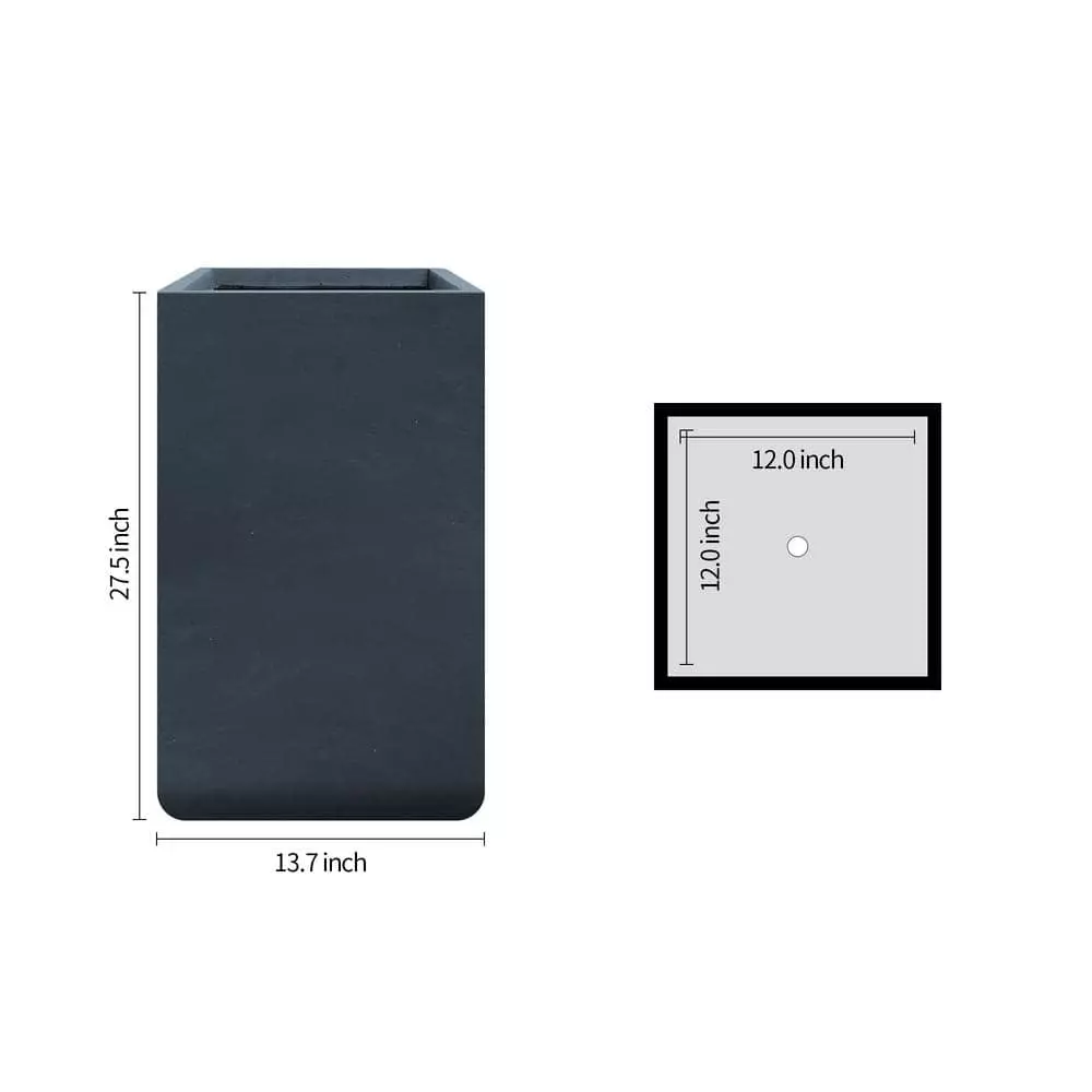 KANTE 27.6 in. H Square Charcoal Concrete and Fiberglass Tall Planter Outdoor Indoor Lightweight Plant Pots 9 KANTE 27.6 in. H Square Charcoal Concrete and Fiberglass Tall Planter Outdoor Indoor Lightweight Plant Pots - Image 7