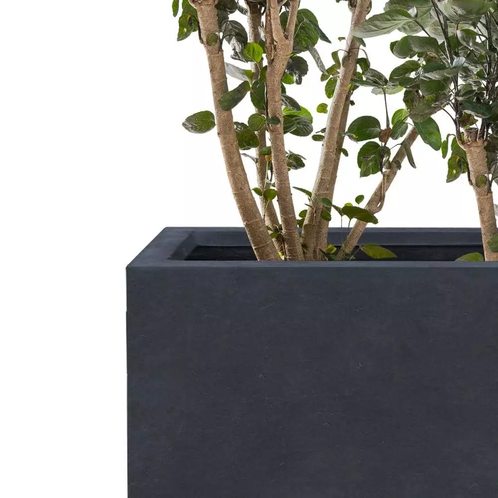 KANTE 27.6 in. H Square Charcoal Concrete and Fiberglass Tall Planter Outdoor Indoor Lightweight Plant Pots 4 KANTE 27.6 in. H Square Charcoal Concrete and Fiberglass Tall Planter Outdoor Indoor Lightweight Plant Pots - Image 2