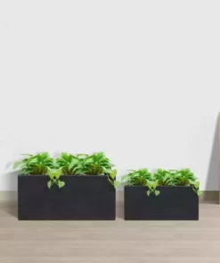 KANTE 31.4" & 23.6"L Rectangular Charcoal Finish Lightweight Concrete Long Planters w/Drainage Hole Set of 2, Outdoor/Indoor 17 KANTE 31.4" & 23.6"L Rectangular Charcoal Finish Lightweight Concrete Long Planters w/Drainage Hole Set of 2, Outdoor/Indoor -Vigoro sales Store charcoal kante plant pots rf0264ac c60121 1f 1000