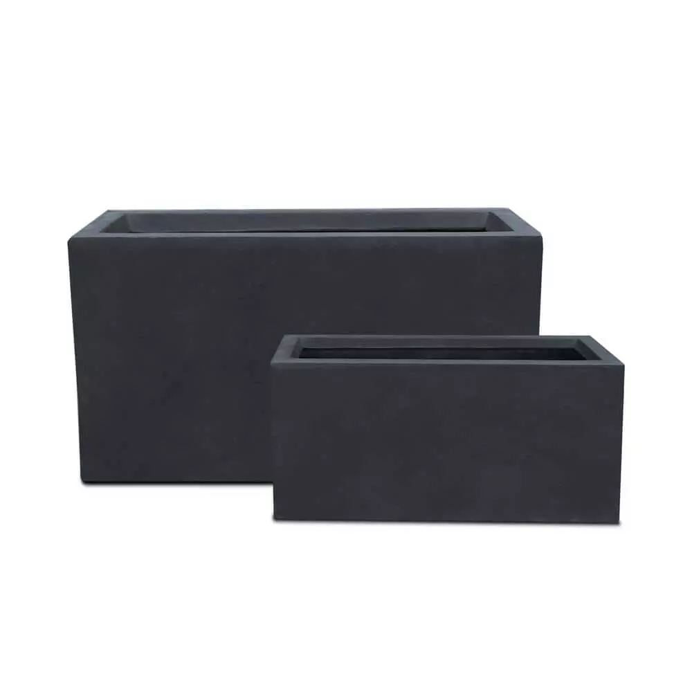 KANTE 31.4" & 23.6"L Rectangular Charcoal Finish Lightweight Concrete Long Planters w/Drainage Hole Set of 2, Outdoor/Indoor 3 KANTE 31.4" & 23.6"L Rectangular Charcoal Finish Lightweight Concrete Long Planters w/Drainage Hole Set of 2, Outdoor/Indoor