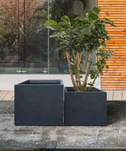 KANTE 17.3 in. W Square Charcoal Lightweight Concrete and Fiberglass Planters with Drainage Holes (Set of 2) 15 KANTE 17.3 in. W Square Charcoal Lightweight Concrete and Fiberglass Planters with Drainage Holes (Set of 2) -Vigoro sales Store charcoal kante plant pots rf2015015bc c60121 76 1000