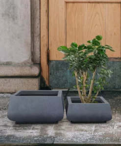KANTE 21.2 in. and 16.1 in. W Square Charcoal Finish Lightweight Concrete/Fiberglass Planters with Drainage Holes (Set of 2) 12 KANTE 21.2 in. and 16.1 in. W Square Charcoal Finish Lightweight Concrete/Fiberglass Planters with Drainage Holes (Set of 2) -Vigoro sales Store charcoal kante plant pots rf2015018ab c60121 1f 1000