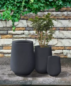 KANTE 26.5 in., 20 in. & 13.1 in. H Round Charcoal Concrete Tall Planters (Set of 3), Outdoor Indoor Large with Drainage Holes -Vigoro sales Store charcoal kante plant pots rf2015023abc c60121 31 1000