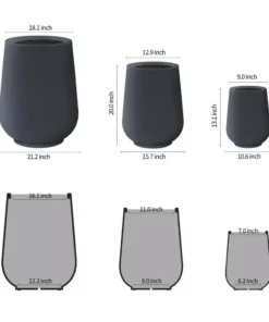 KANTE 26.5 in., 20 in. & 13.1 in. H Round Charcoal Concrete Tall Planters (Set of 3), Outdoor Indoor Large with Drainage Holes -Vigoro sales Store charcoal kante plant pots rf2015023abc c60121 c3 1000