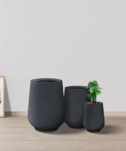 KANTE 26.5 in., 20 in. & 13.1 in. H Round Charcoal Concrete Tall Planters (Set of 3), Outdoor Indoor Large with Drainage Holes -Vigoro sales Store charcoal kante plant pots rf2015023abc c60121 fa 1000