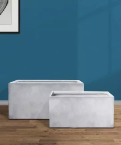 KANTE 31" and 23"L Rectangular Large Concrete Long Box Planters Set of 2, Outdoor/Indoor Strong UV Resistant w/Drainage Holes -Vigoro sales Store concrete kante plant pots rf0104ab c81921 4f 1000