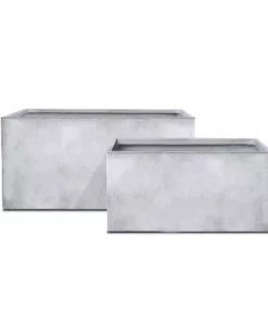 KANTE 31" and 23"L Rectangular Large Concrete Long Box Planters Set of 2, Outdoor/Indoor Strong UV Resistant w/Drainage Holes