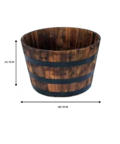 Vigoro 25.98 in. Dia x 16.54 in. H Round Wooden Barrel Planter -Vigoro sales Store dark wood vigoro barrel planters hl6642 76 1000