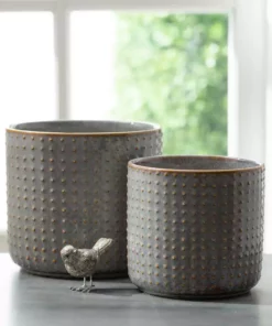 SULLIVANS Dusty Blue Ceramic Pot - Set of 2 -Vigoro sales Store dusty blue sullivans plant pots cm2978 1f 1000