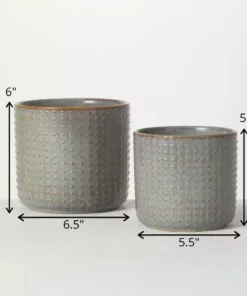 SULLIVANS Dusty Blue Ceramic Pot - Set of 2 -Vigoro sales Store dusty blue sullivans plant pots cm2978 44 1000