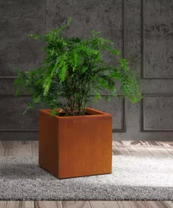 KANTE 16in.H Square Faux Weathering Steel Finish Lightweight Concrete Durable Elegant Planter w/Drainage Hole, Home and Garden -Vigoro sales Store faux weathering steel kante plant pots rf0001c c91942 31 1000