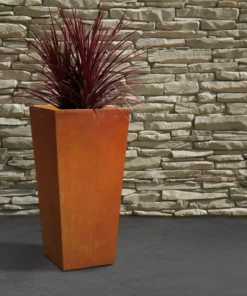 KANTE 24.4 in. H Rectangle Faux Weathering Steel Lightweight Concrete Tapered Tall Planter with Drainage Hole, Outdoor/Indoor -Vigoro sales Store faux weathering steel kante plant pots rf0004c c91942 fa 1000