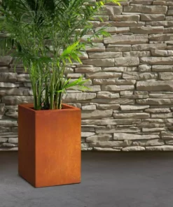 KANTE 16 in. H Faux Weathering Steel Finish Concrete Square, Modern Outdoor/Indoor Lightweight Planter Pot with Drainage Hole -Vigoro sales Store faux weathering steel kante plant pots rf0007b c91942 44 1000