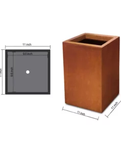 KANTE 16 in. H Faux Weathering Steel Finish Concrete Square, Modern Outdoor/Indoor Lightweight Planter Pot with Drainage Hole -Vigoro sales Store faux weathering steel kante plant pots rf0007b c91942 c3 1000