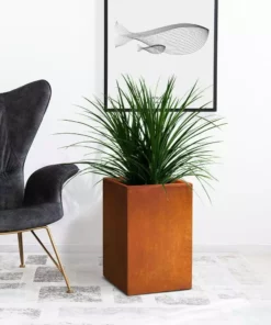 KANTE 19 in. H Faux Weathering Steel Concrete Tall Square Planter, Modern Outdoor/Indoor Lightweight with Drainage Hole -Vigoro sales Store faux weathering steel kante plant pots rf0007c c91942 1f 1000