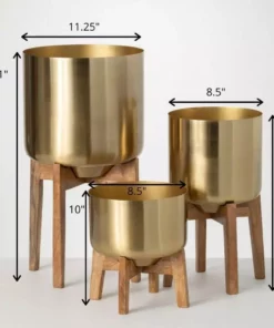SULLIVANS Brass Planter On Stands - Set of 3 -Vigoro sales Store gold sullivans plant pots n2714 1f 1000