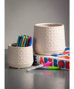 SULLIVANS Gray Ceramic Planter (Set of 2) -Vigoro sales Store gray sullivans plant pots cm2943 4f 1000