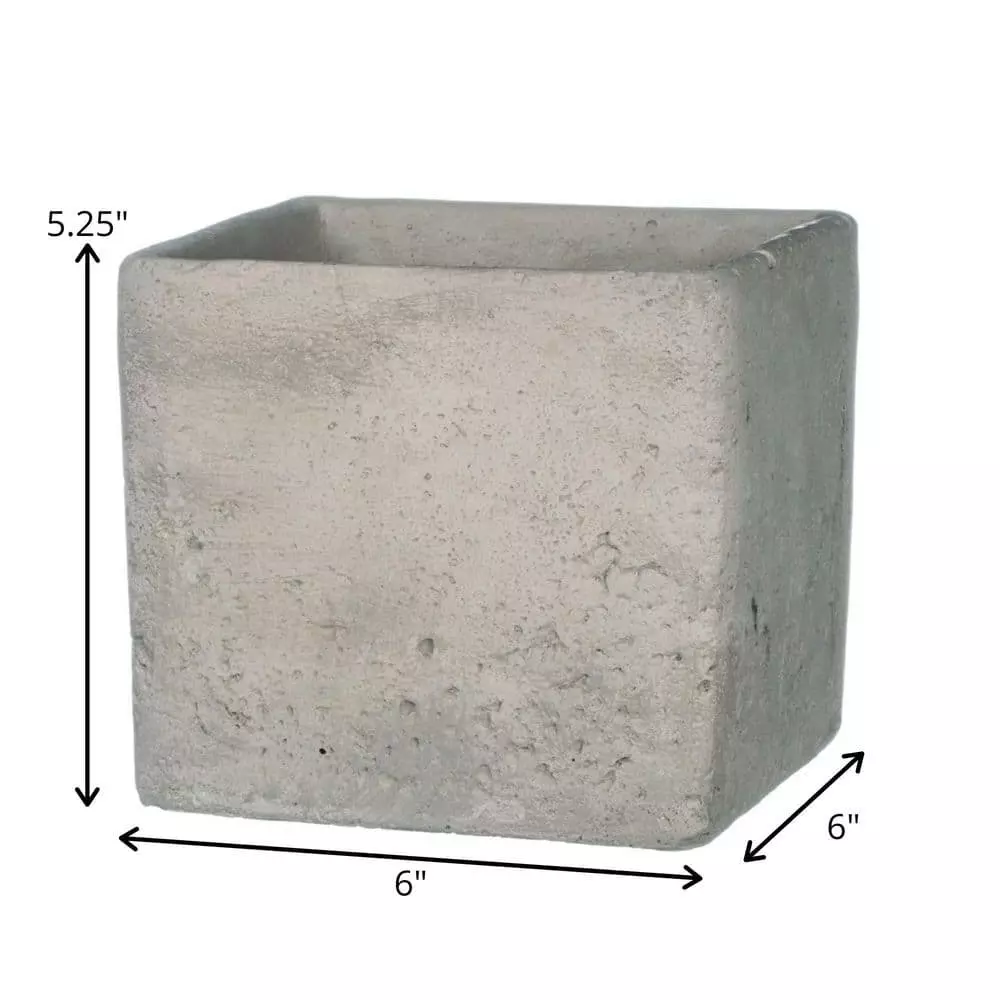 SULLIVANS Gray Cement Square Planter 6 SULLIVANS Gray Cement Square Planter - Image 4