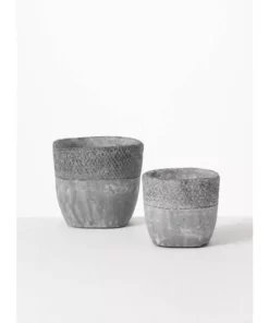 SULLIVANS Gray Cement Pot (Set of 2) 9 SULLIVANS Gray Cement Pot (Set of 2) -Vigoro sales Store gray sullivans plant pots cmt1187 1f 1000