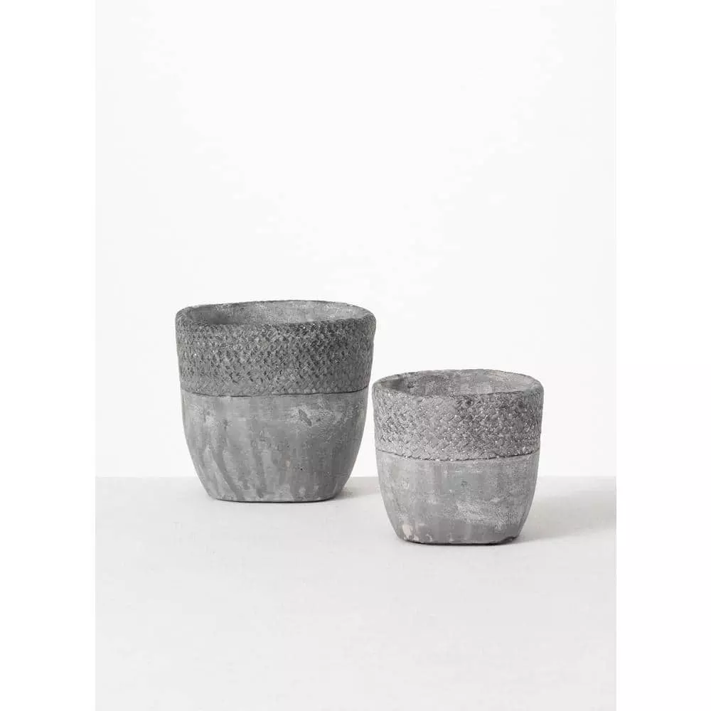 SULLIVANS Gray Cement Pot (Set of 2) 6 SULLIVANS Gray Cement Pot (Set of 2) - Image 4
