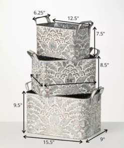 SULLIVANS 9.5 in., 8.5 in. and 7.5 in. Gray Metal Flourish Planter with Handles - (Set of 3) 9 SULLIVANS 9.5 in., 8.5 in. and 7.5 in. Gray Metal Flourish Planter with Handles - (Set of 3) -Vigoro sales Store gray sullivans plant pots met1823 1f 1000