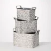 SULLIVANS 9.5 in., 8.5 in. and 7.5 in. Gray Metal Flourish Planter with Handles - (Set of 3) -Vigoro sales Store gray sullivans plant pots met1823 64 1000