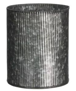 SULLIVANS Gray Metal Ribbed Pot