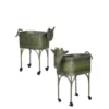 SULLIVANS Green Metal Farm Animal Planters (Set of 2) 1 SULLIVANS Green Metal Farm Animal Planters (Set of 2) -Vigoro sales Store green sullivans plant pots met1391 64 1000