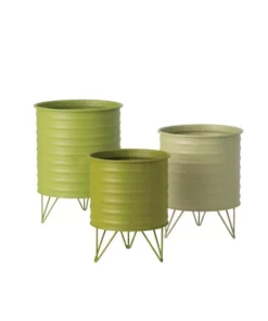 SULLIVANS Green Metal Planters (Set of 3)