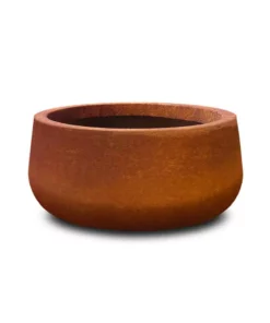 KANTE 16 in. Dia. Round Iron Oxide Concrete Bowl Planter, Outdoor Indoor Large Planter Pot with Drainage Hole