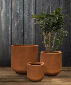 KANTE 17.3 in., 13.4 in., & 10.6 in. H Round Iron Oxide Concrete Planter (Set of 3) Outdoor Indoor Large Pots w/Drainage Holes -Vigoro sales Store iron oxide kante plant pots rf2015022bcd c80621 fa 1000
