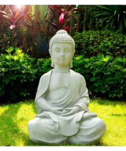 KANTE 25.6 in. H Natural Concrete/Fiberglass Indoor Outdoor Sitting Meditating Zen Buddha Statue 18 KANTE 25.6 in. H Natural Concrete/Fiberglass Indoor Outdoor Sitting Meditating Zen Buddha Statue -Vigoro sales Store kante garden statues osp141006 c80021 1f 1000